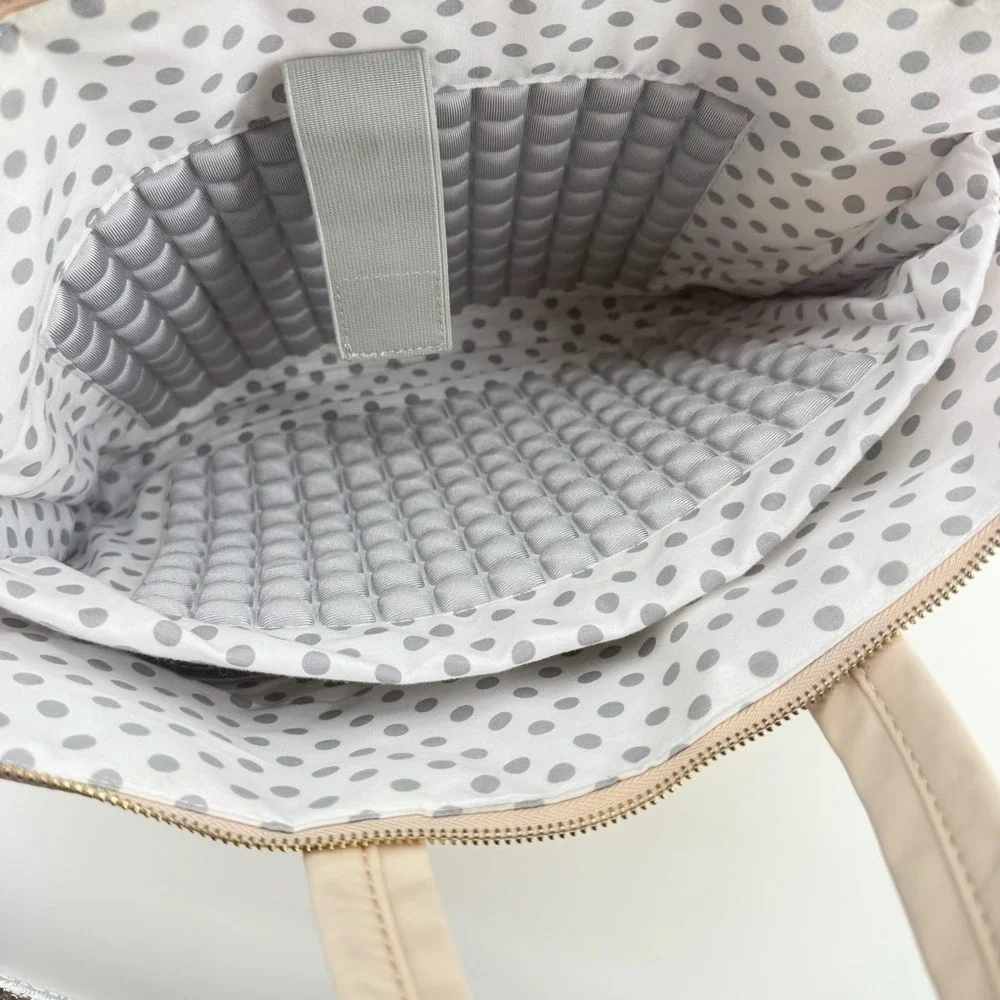 Kamlui Two Tone Beige Tan Nylon‎ Laptop Messenger Bag with Eiffel Tower Charm